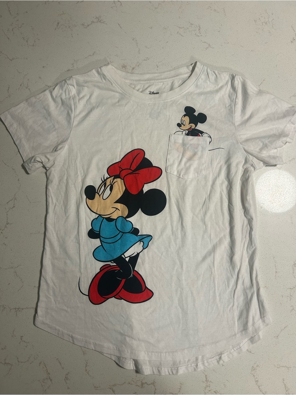 Disney White Minnie & Mickey Graphic Tee with Red Bow